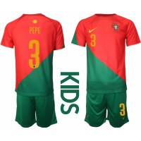 Dětský Fotbalový dres Portugalsko Pepe #3 MS 2022 Domácí Krátký Rukáv (+ trenýrky)